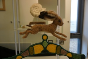 Felt hare in running mode