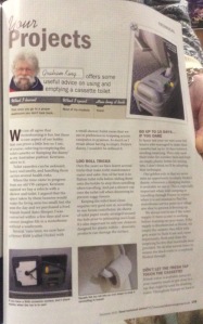 Magazine article about motorhome toilets with photo of Graham